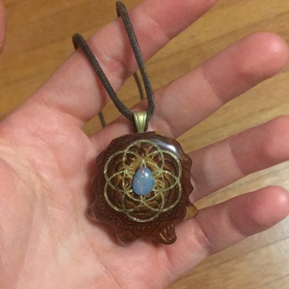 Third Eye Pinecone Jewelry - Seed of Life Ohm Opal Pinecone